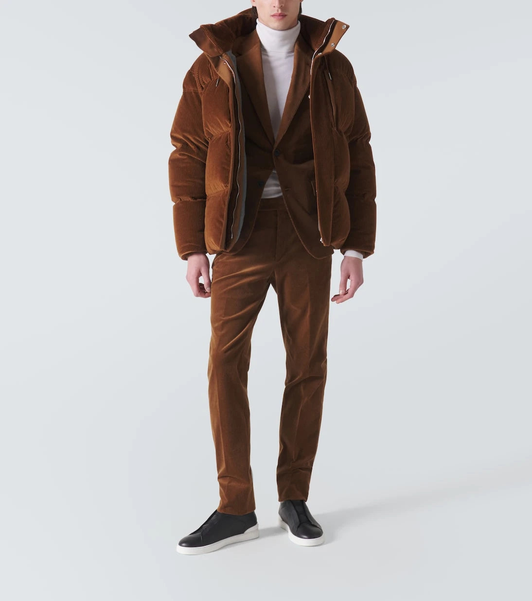 Zegna - سترة مبطنة من القطن والكشمير المخملي