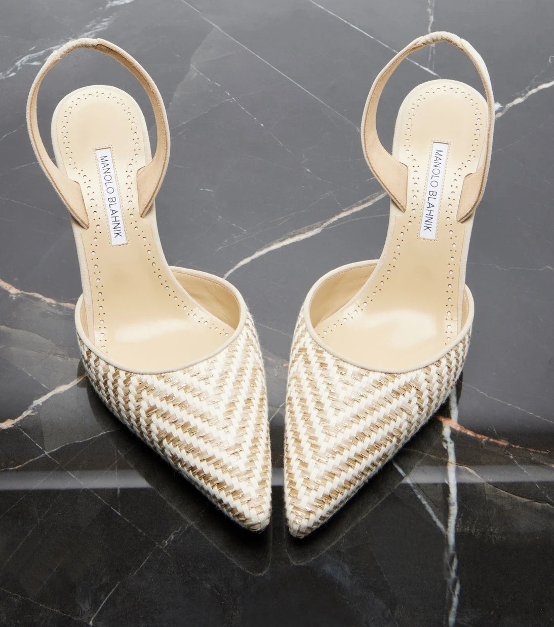 Manolo Blahnik - Carolyne woven slingback pumps