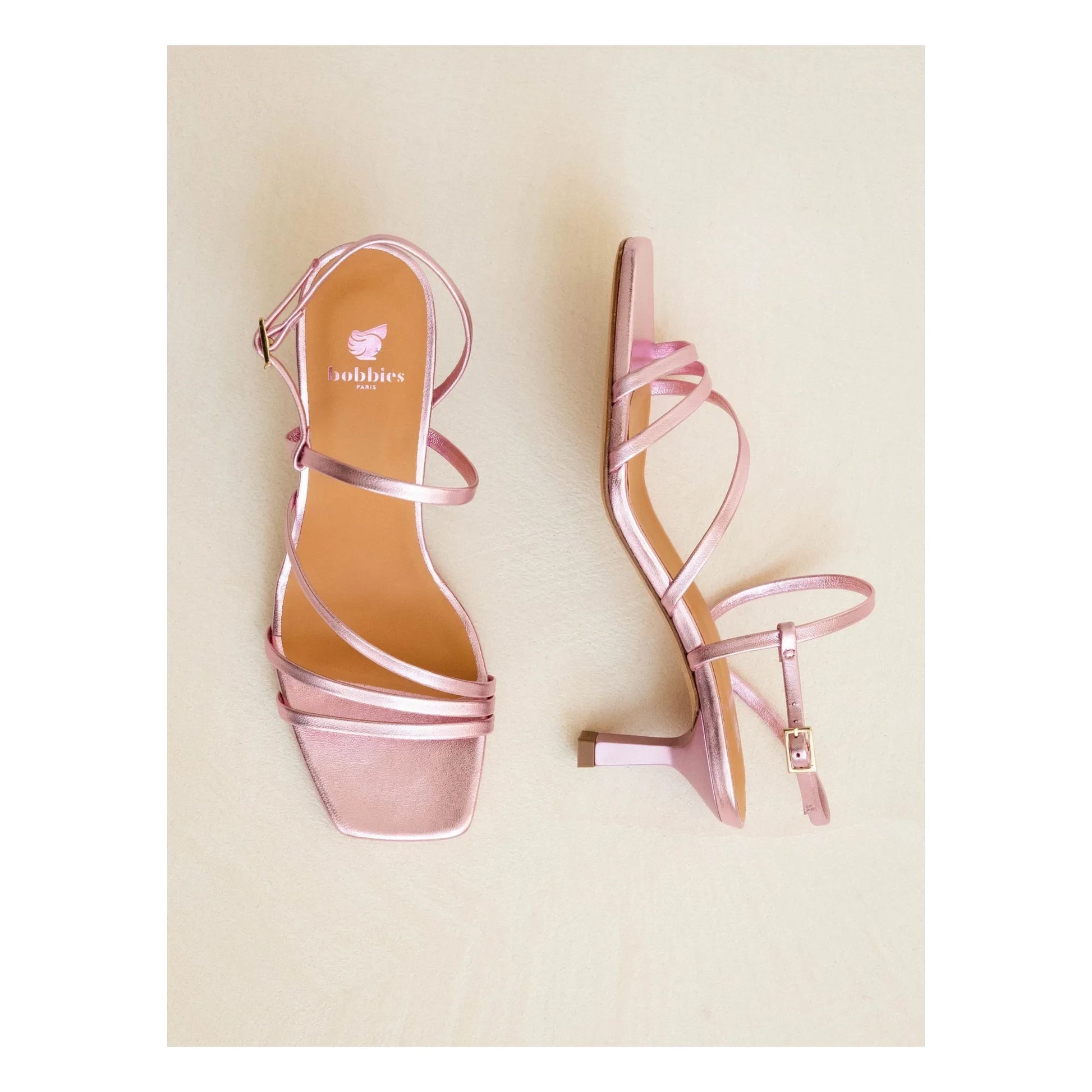 Bobbies - Alix Laminé leather sandals | Pink