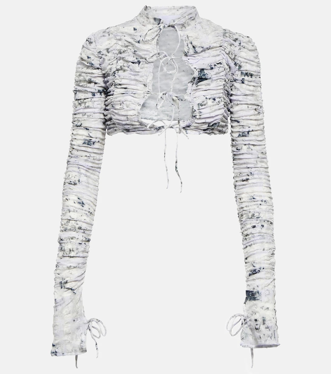 Roberta Einer - Tie-front printed cropped cardigan