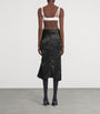 Balenciaga Black Satin Gathered Midi Skirt