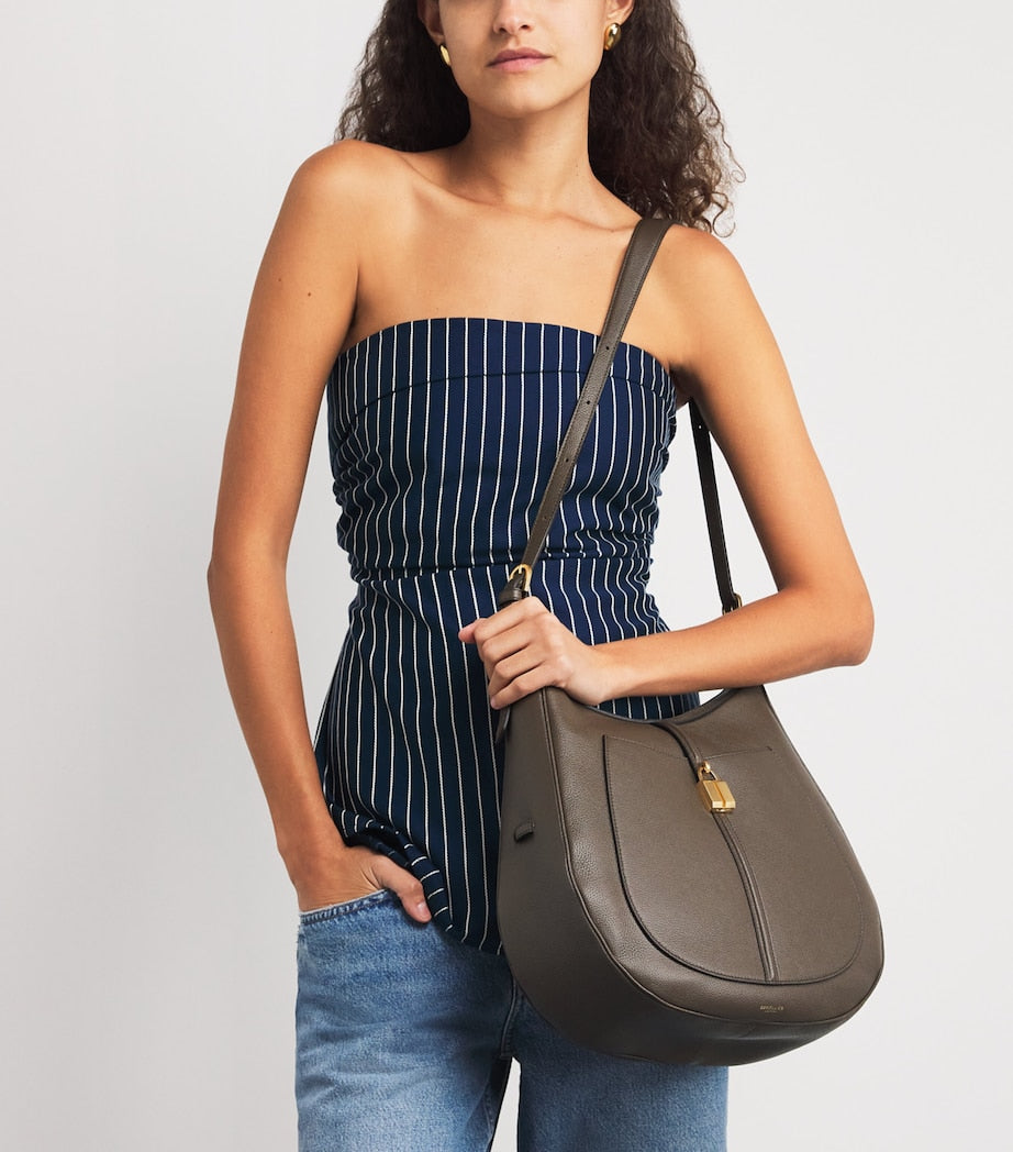 Demellier Green Small Leather Siena Saddle Bag