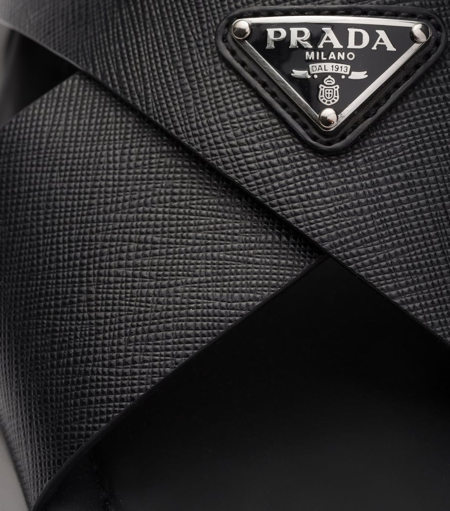 Prada Saffiano Leather Crossover Sandals