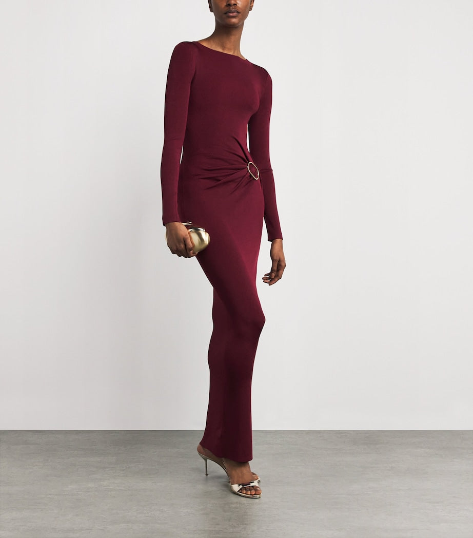 Roland Mouret Red Knit Buckle Maxi Dress