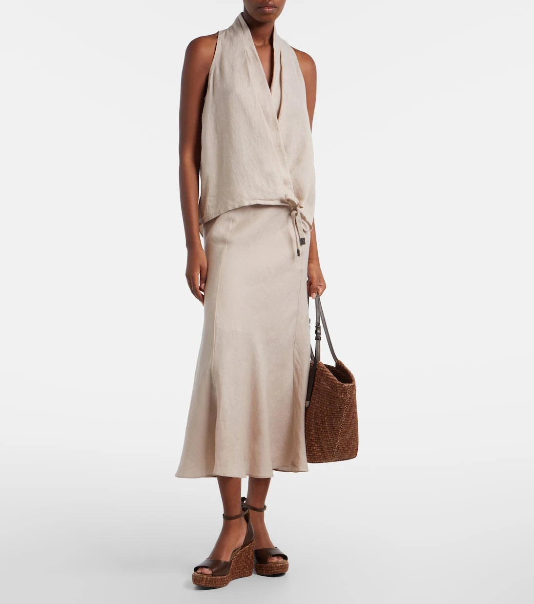 Brunello Cucinelli - Monili leather espadrille wedges