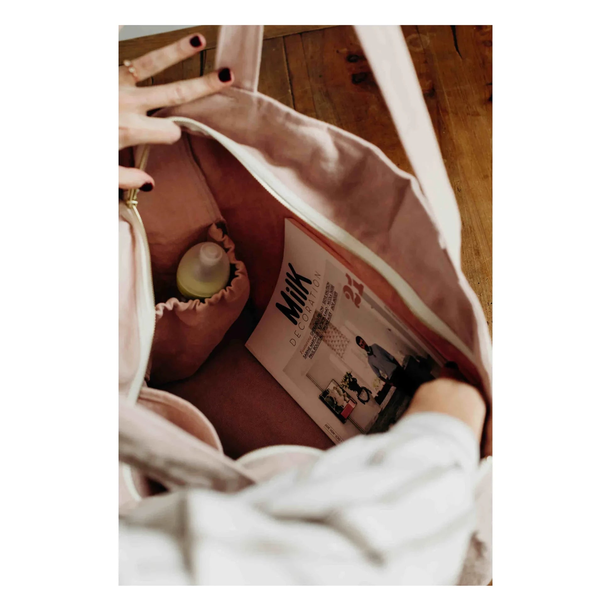 Adorna - Isia Linen Changing Bag | Powder pink