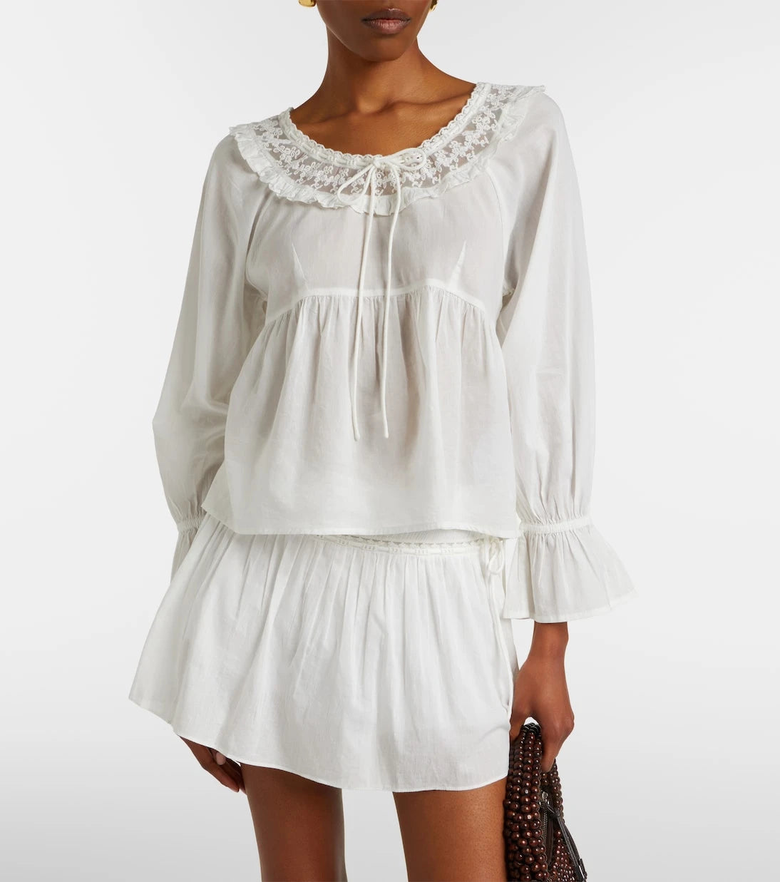 Posse - Danielle lace-trimmed cotton blouse