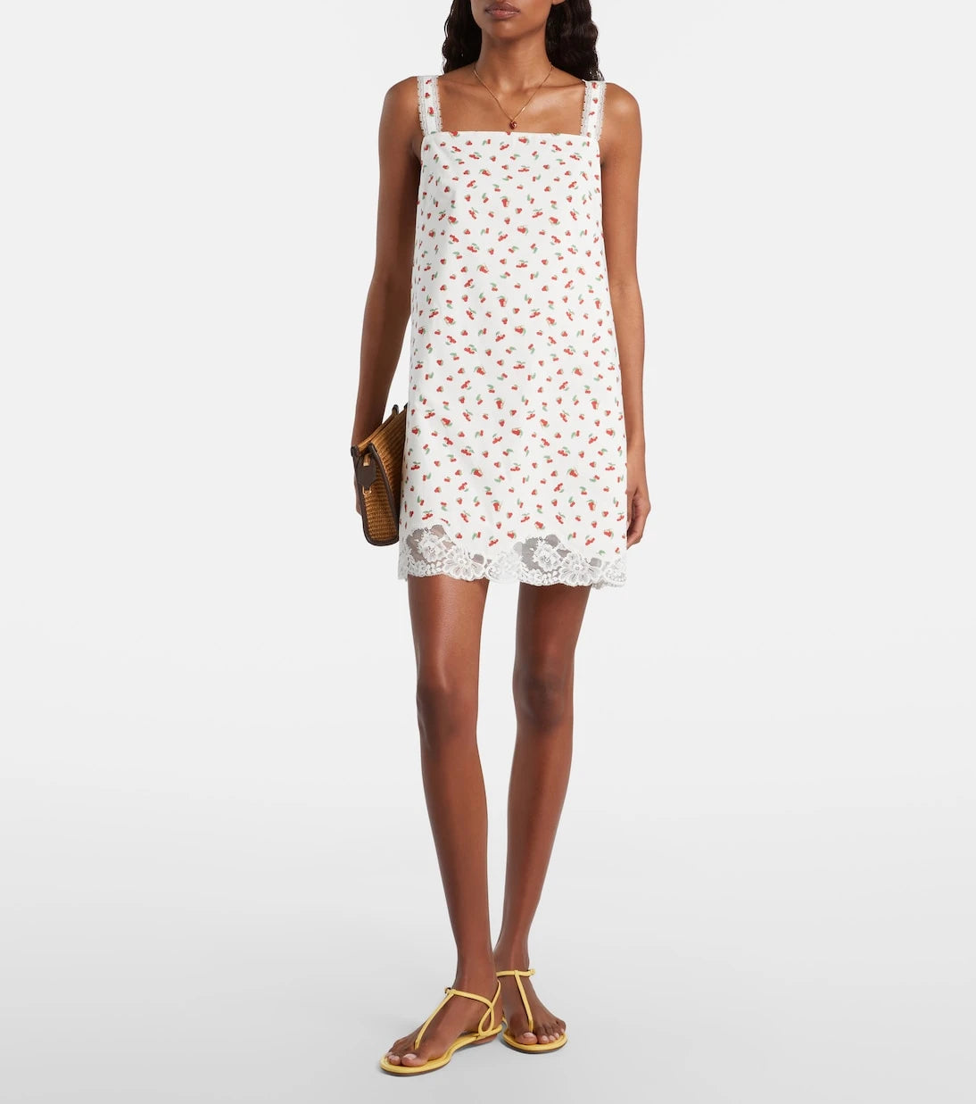 Posse - Delia lace-trimmed printed cotton minidress