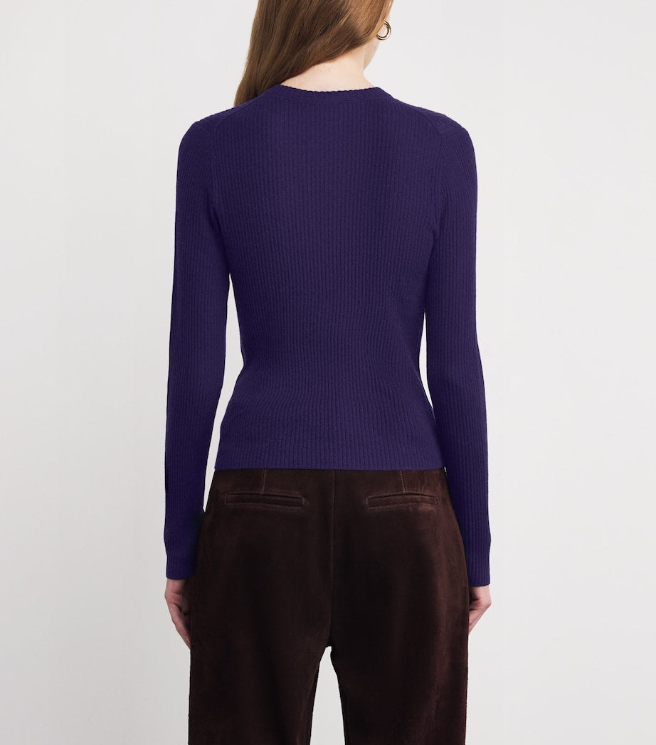 Vince Purple Ribbed Henley Top