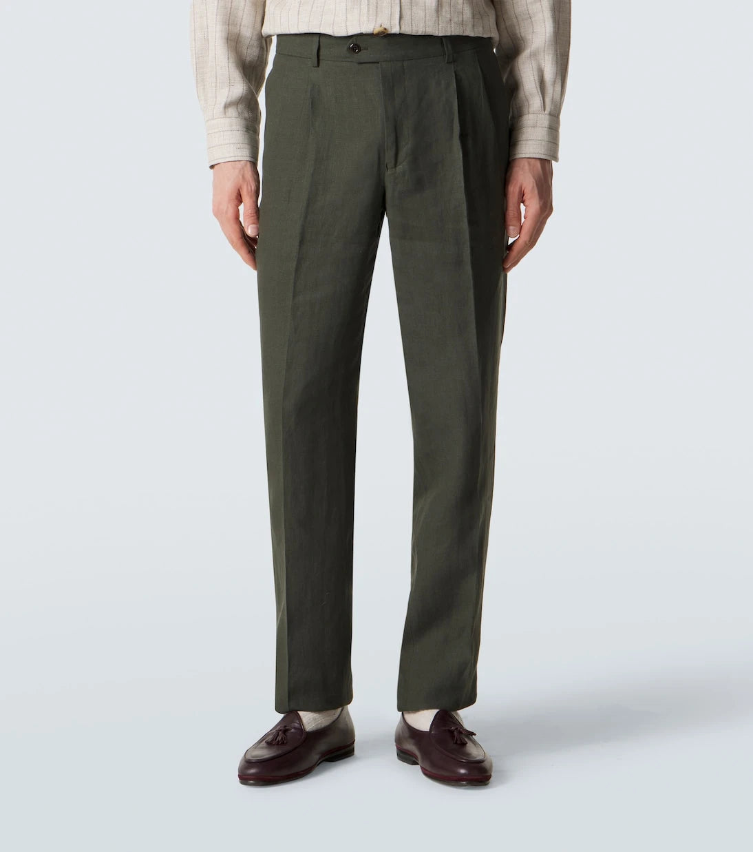 Rubinacci - Pleated linen slim pants