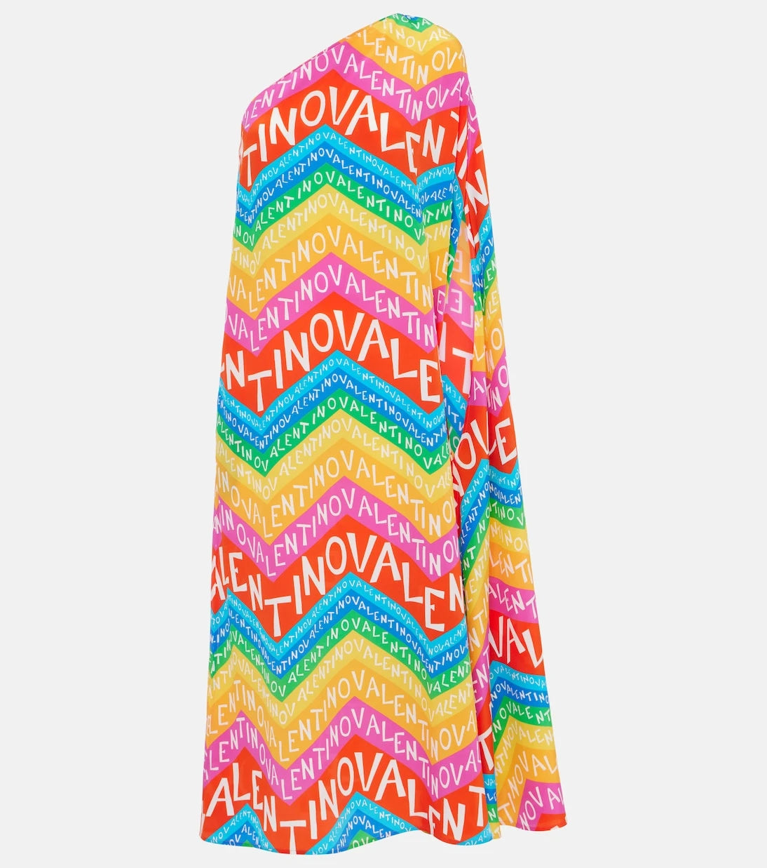 Valentino - Logo one-shoulder silk midi dress