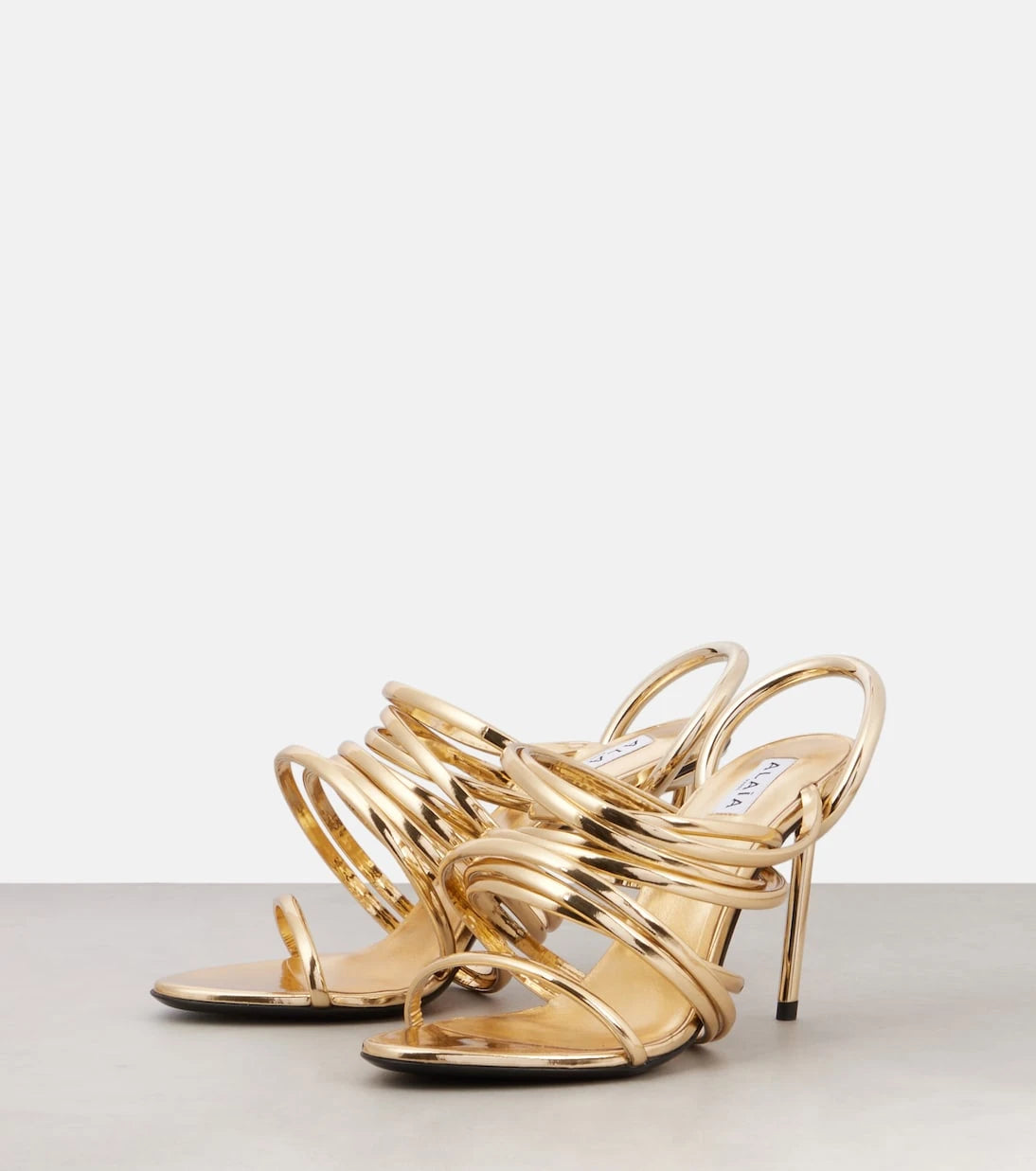 Alaïa - Spiral 90 metallic leather sandals