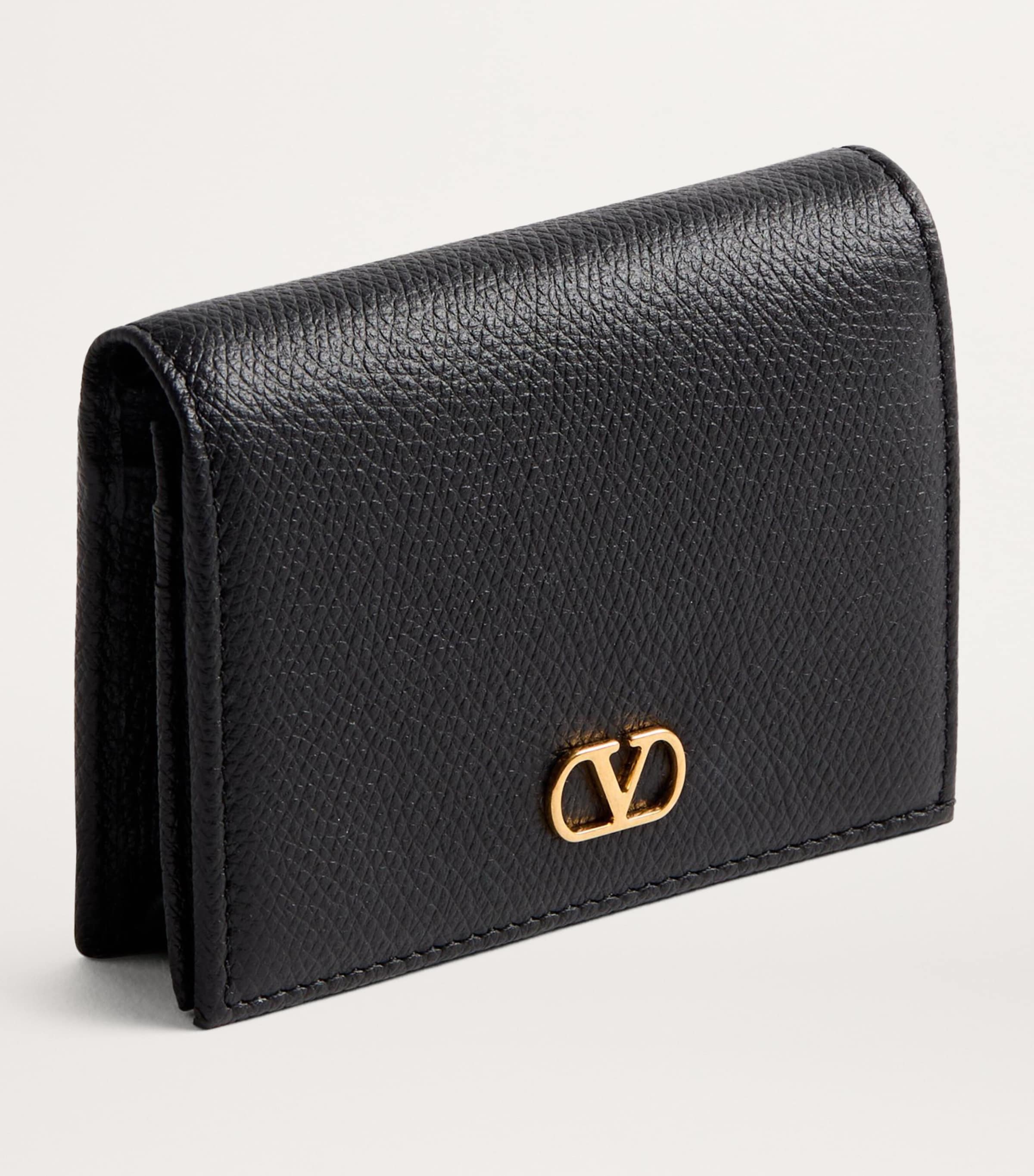 Valentino Garavani Black Leather French Flap Wallet