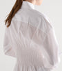 White Poplin Smocked-Waist Shirt Dress