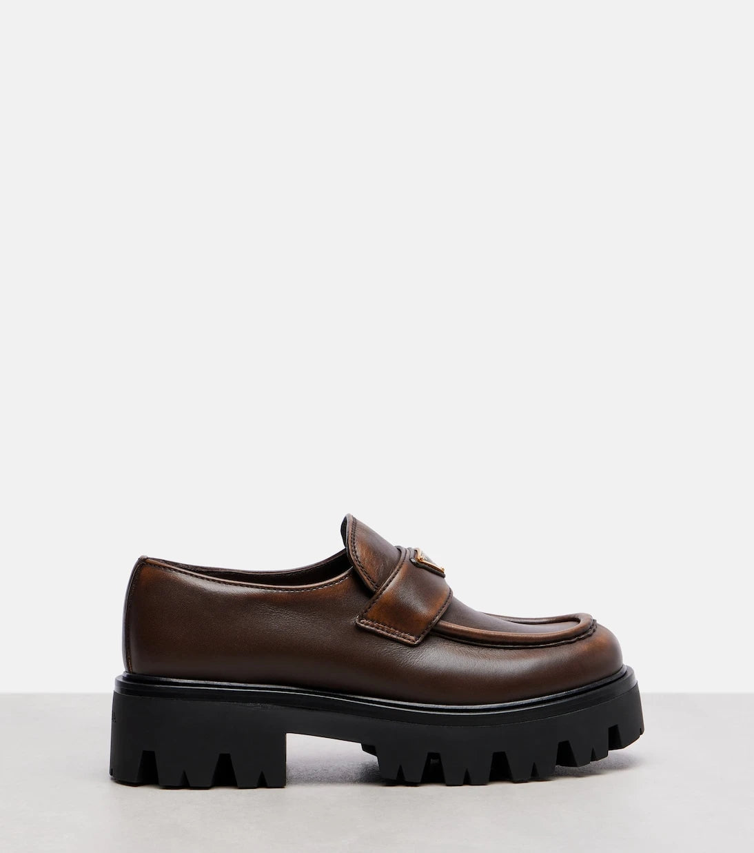 Prada - Logo leather platform loafers