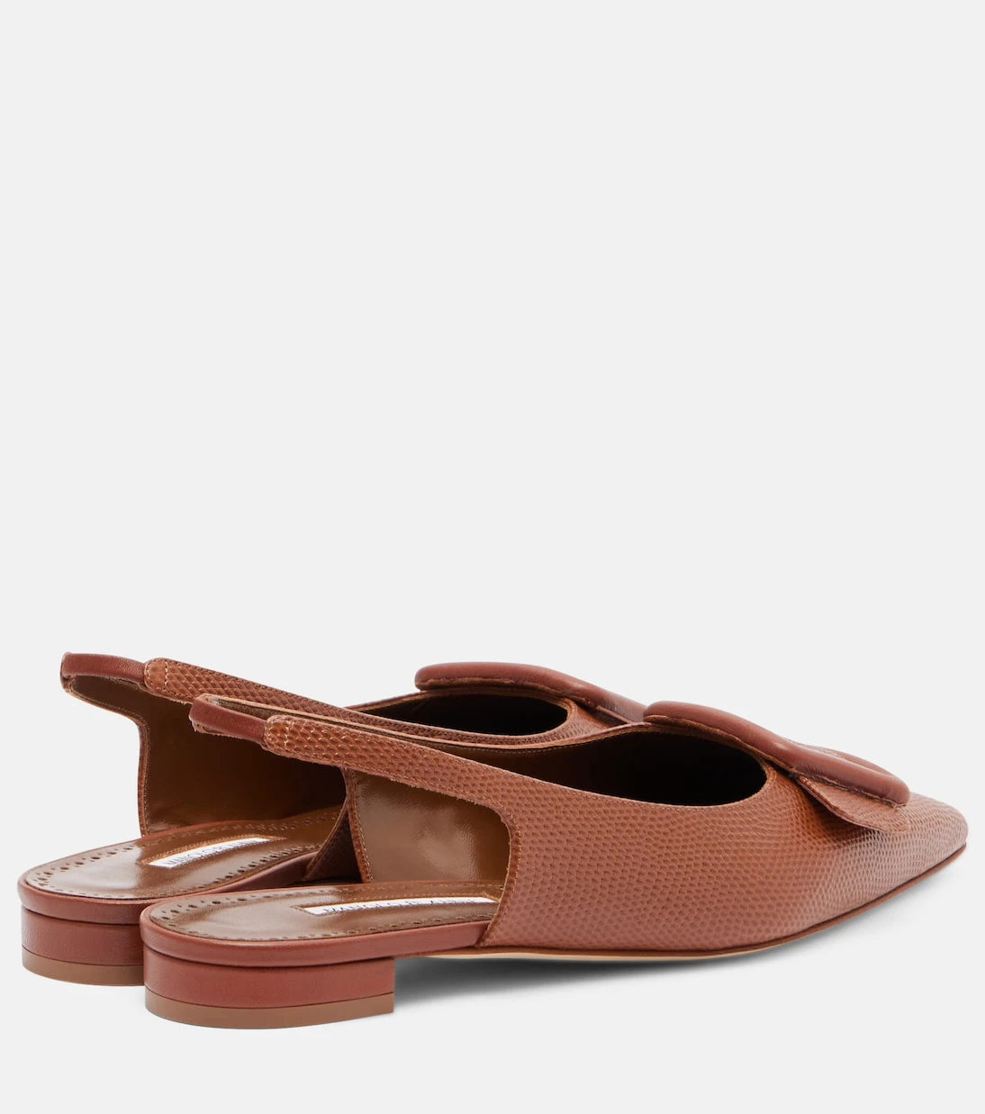 Manolo Blahnik - Maylura croc-effect leather slingback flats