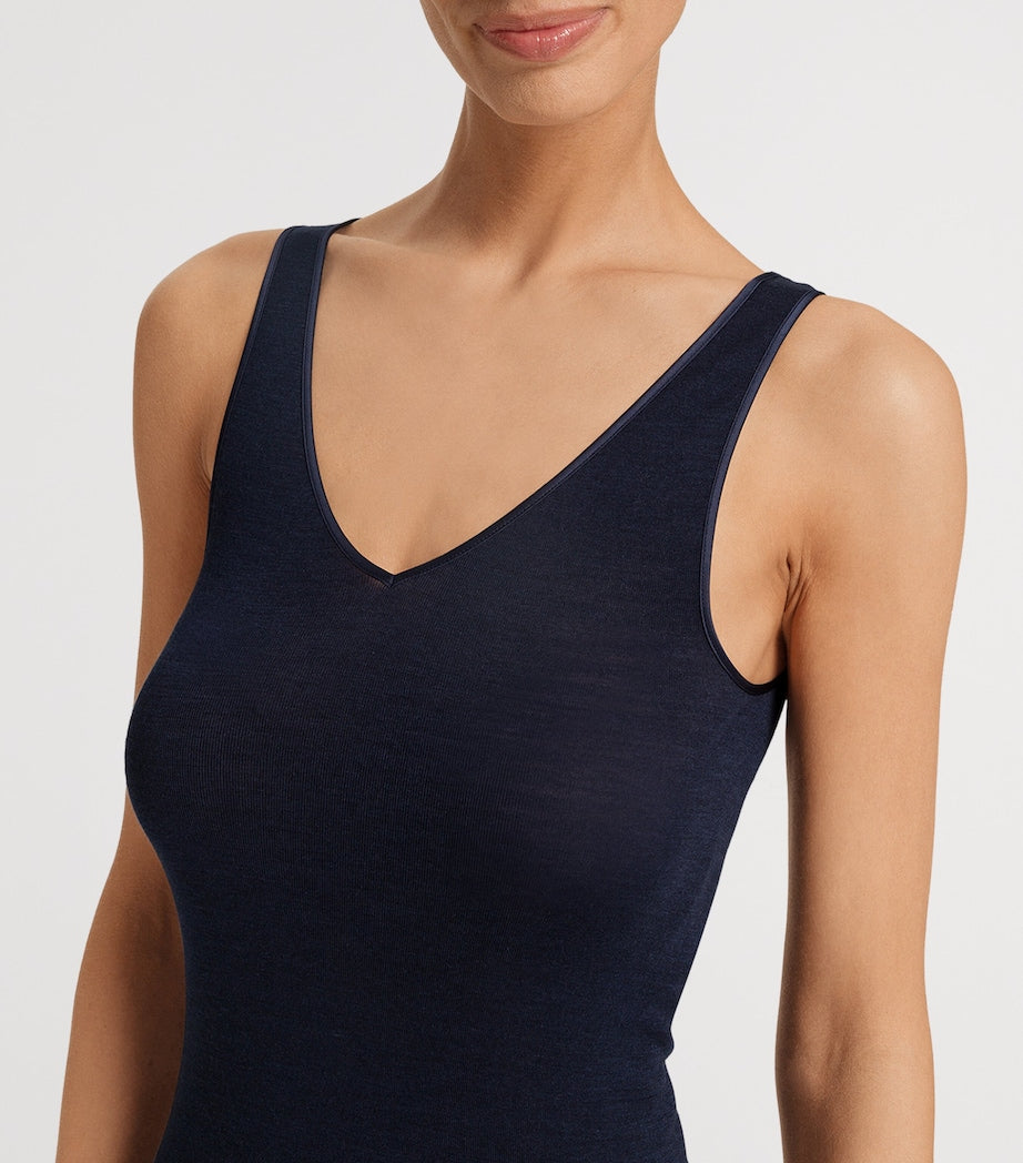 Navy Woolen Silk Tank Top