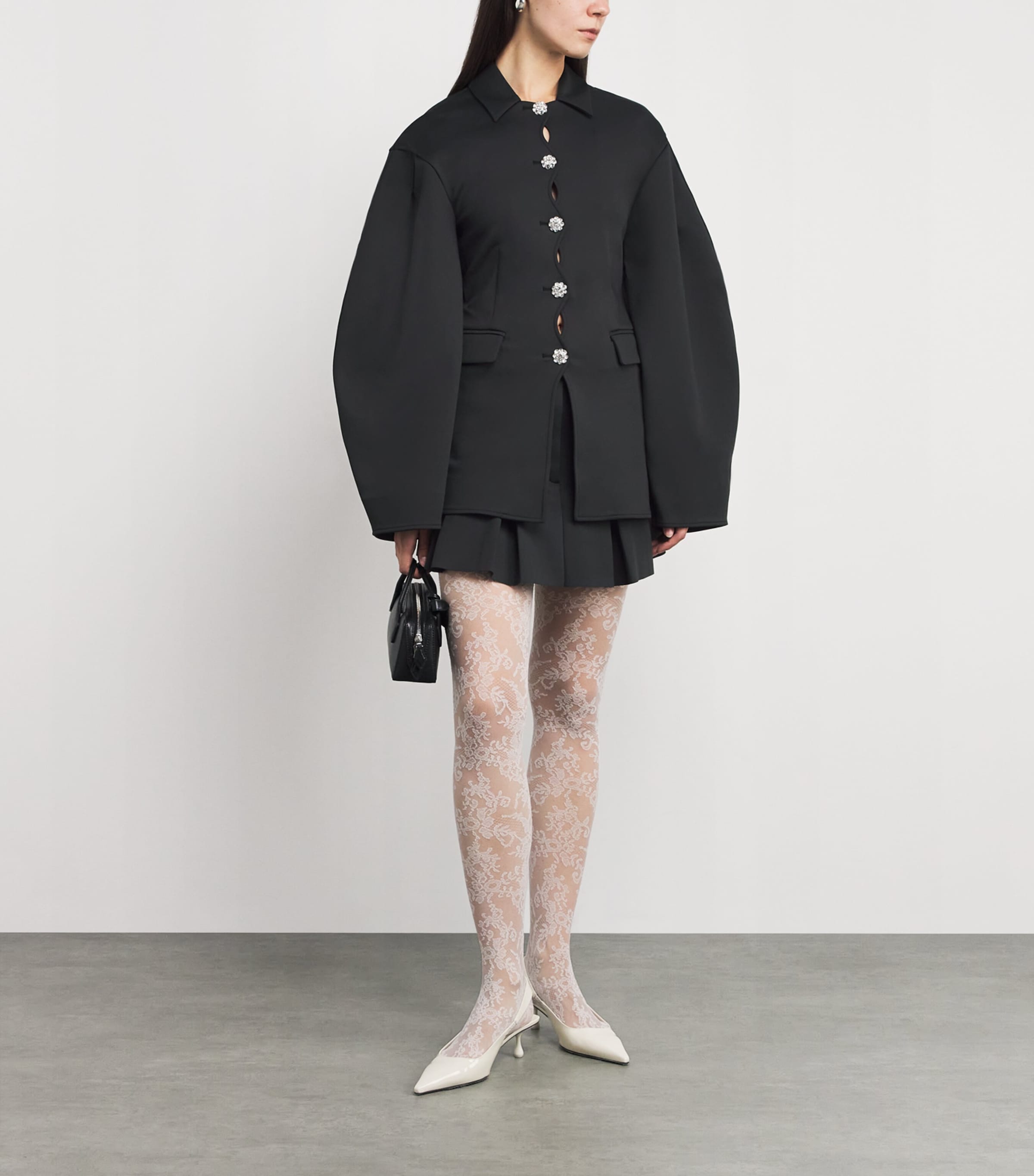 GANNI Black Neoprene Oversized Blazer