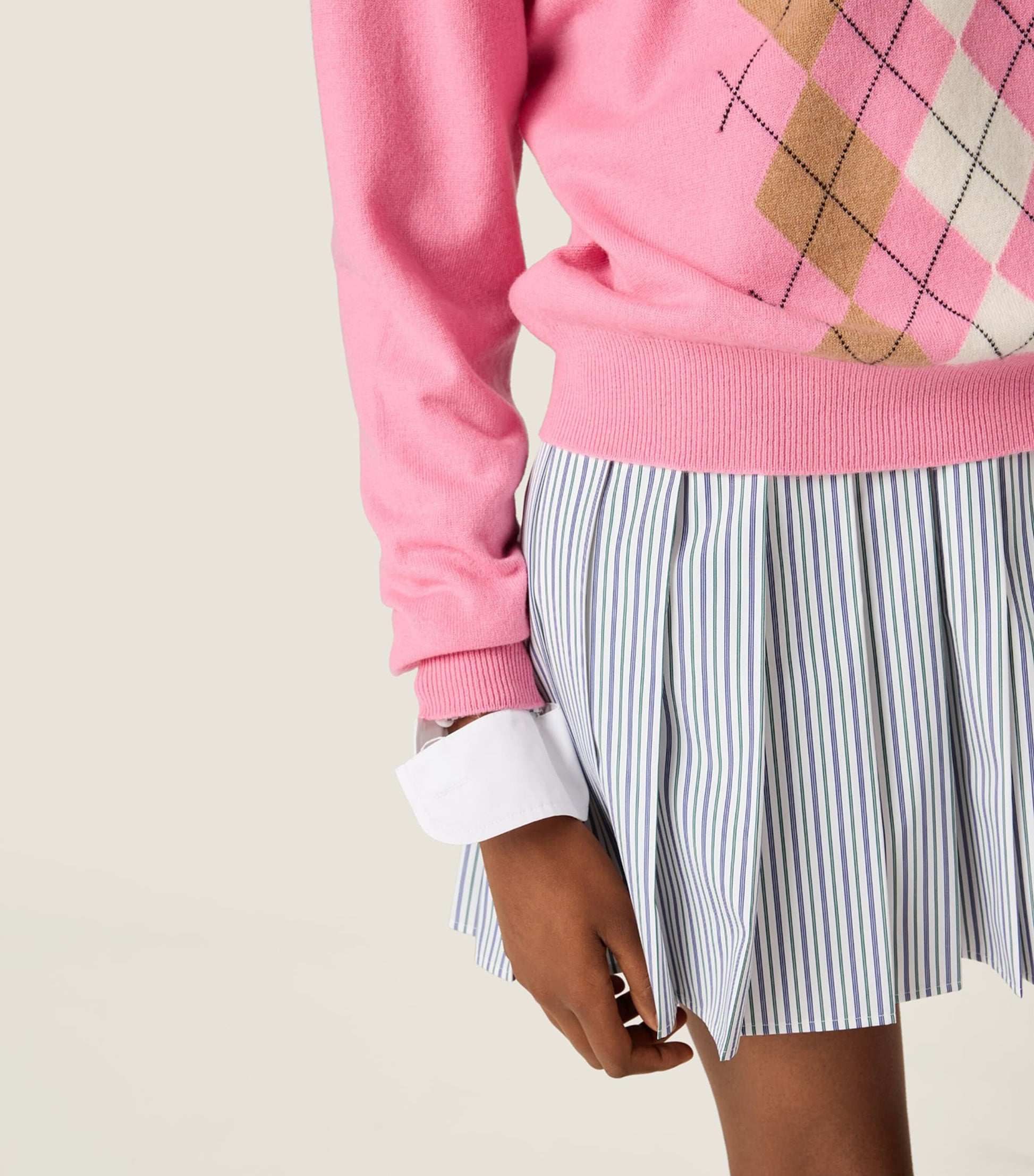 Pink Cashmere Zip-Up Polo Sweater