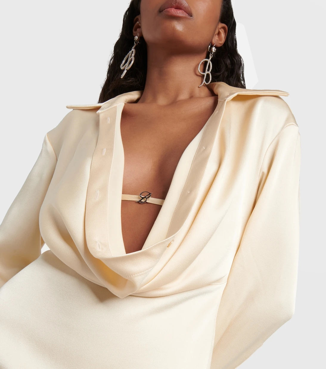 Blumarine - فستان قصير من الساتان المنسدل
