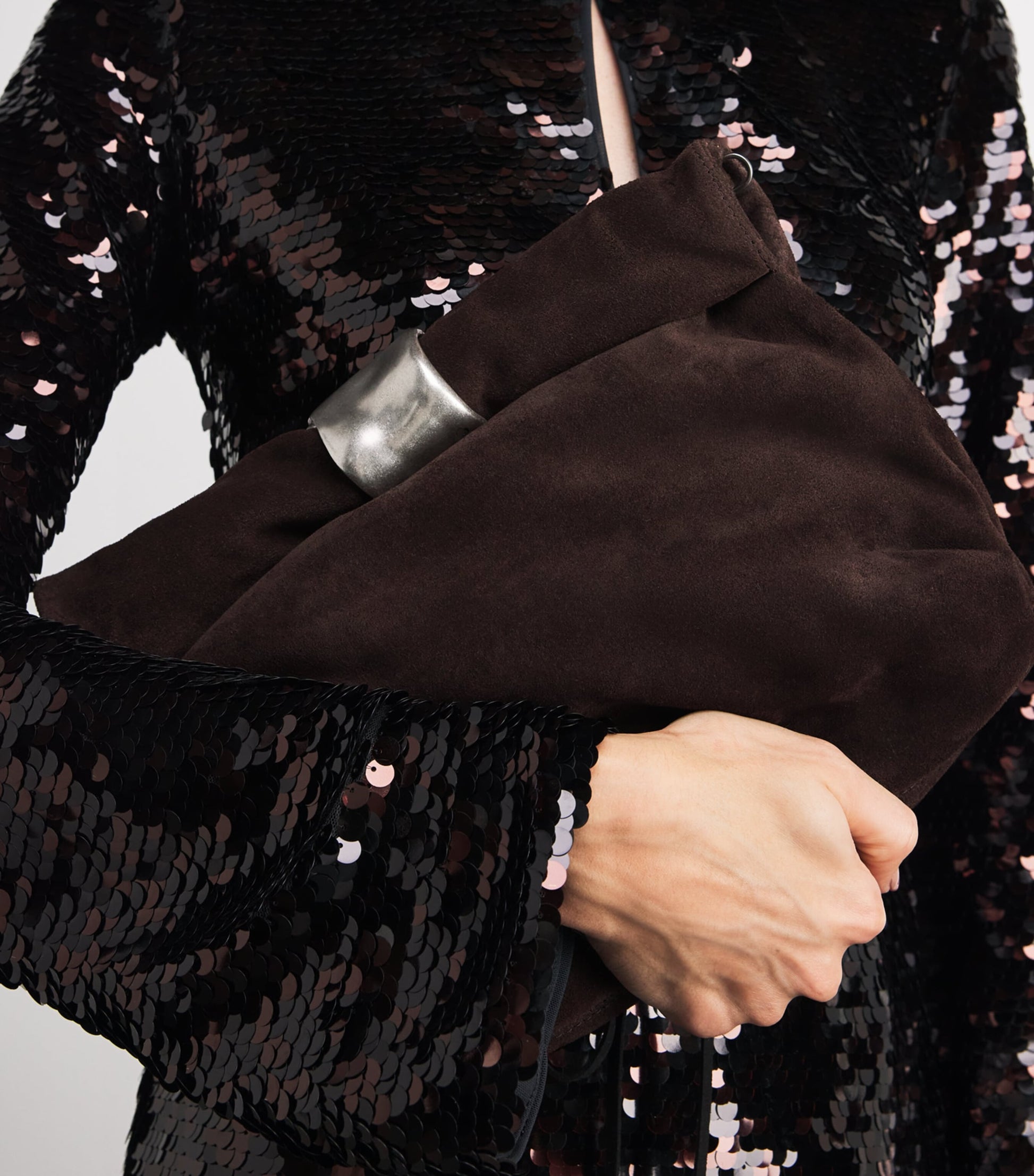 Suede Cuff Clutch Bag