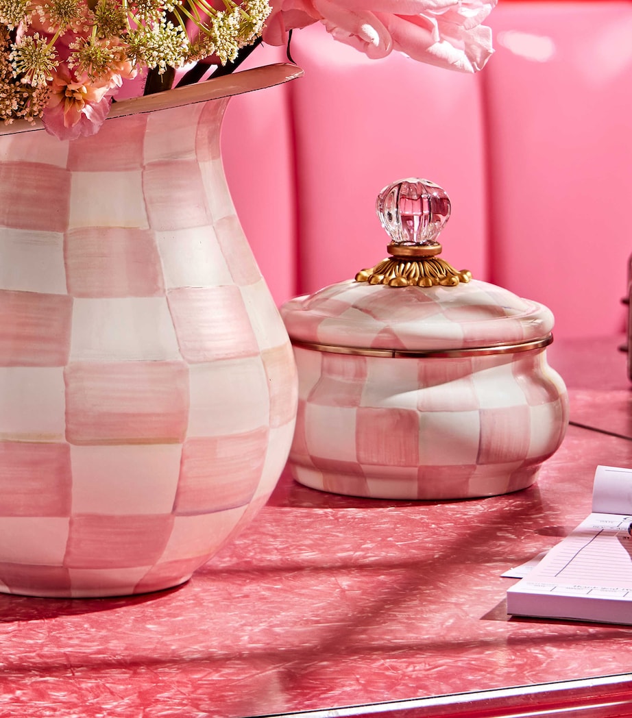 Rosy Check Squashed Pot (12cm)