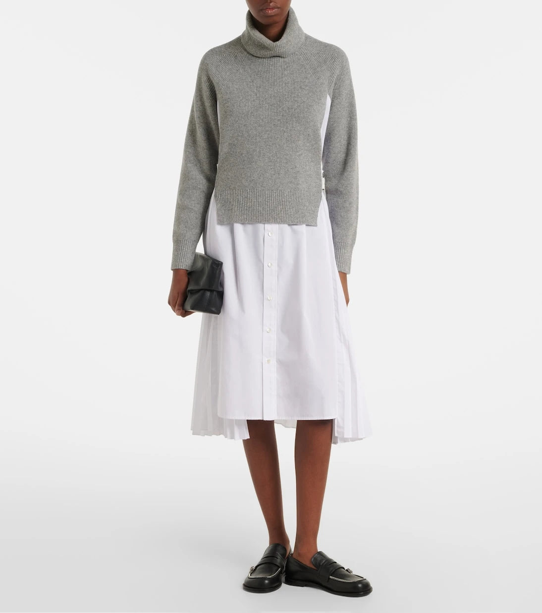 Sacai - Layered turtleneck midi dress