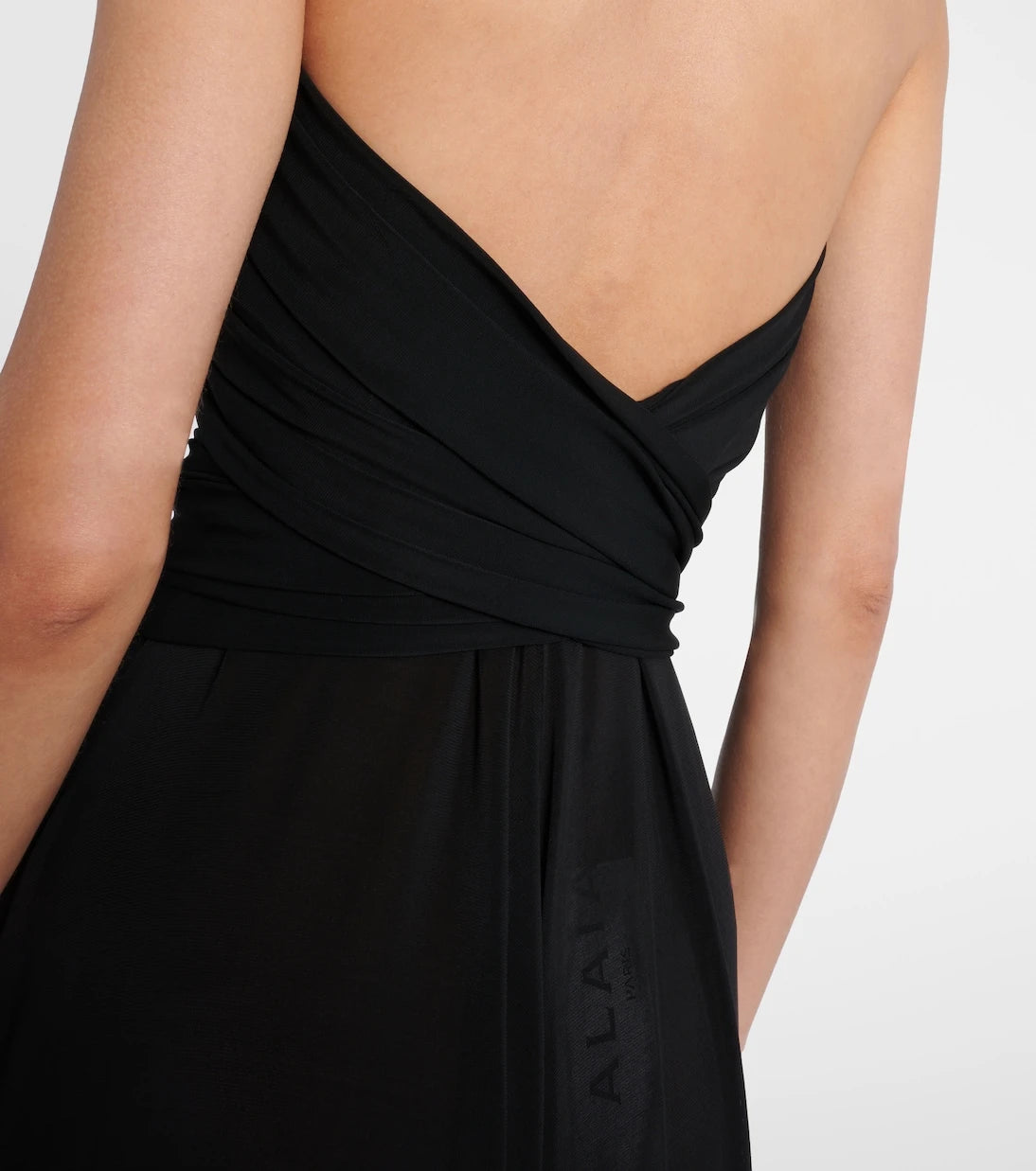 Alaïa - Cross draped gathered maxi dress