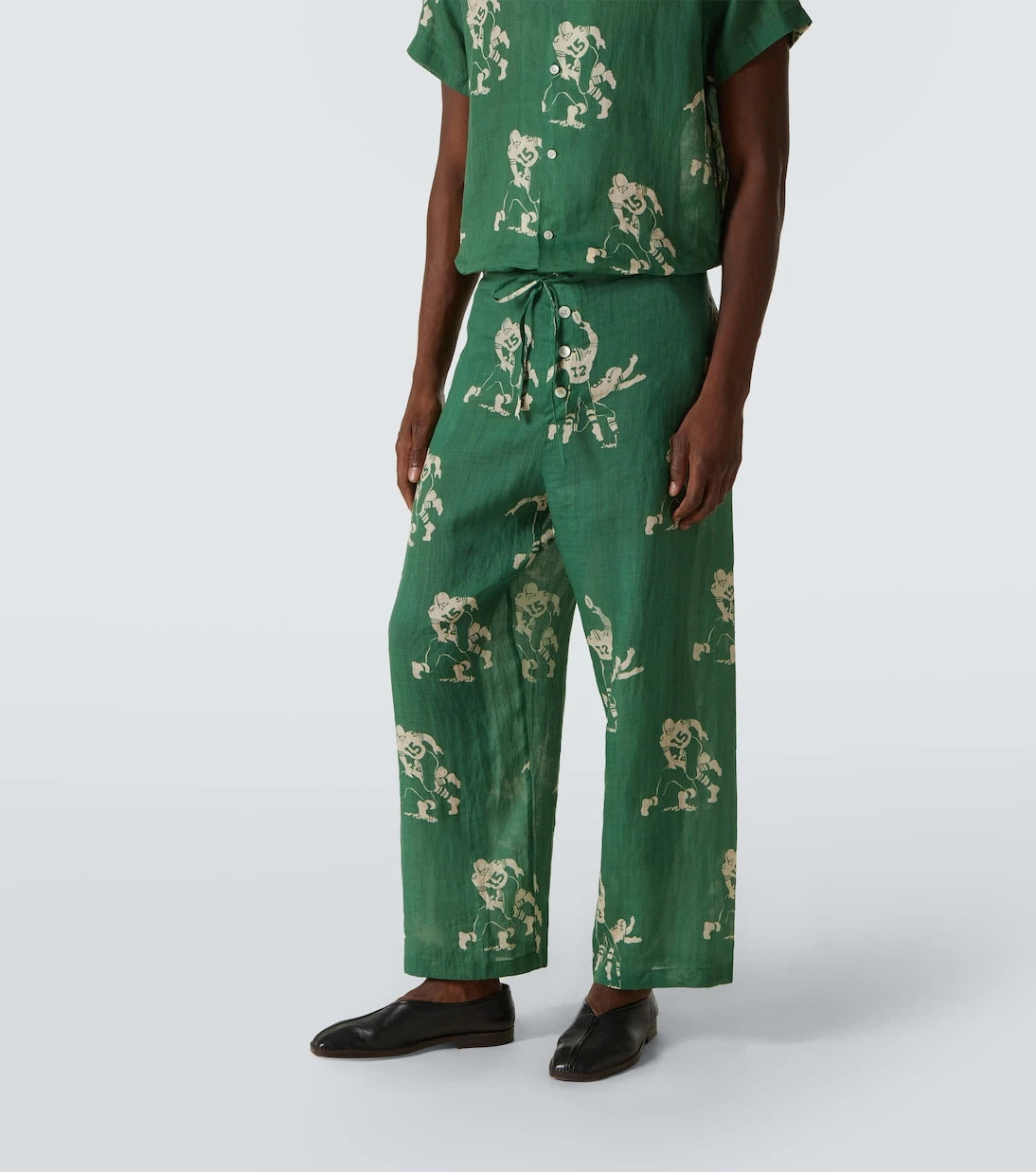 Bode - Football linen pajama pants