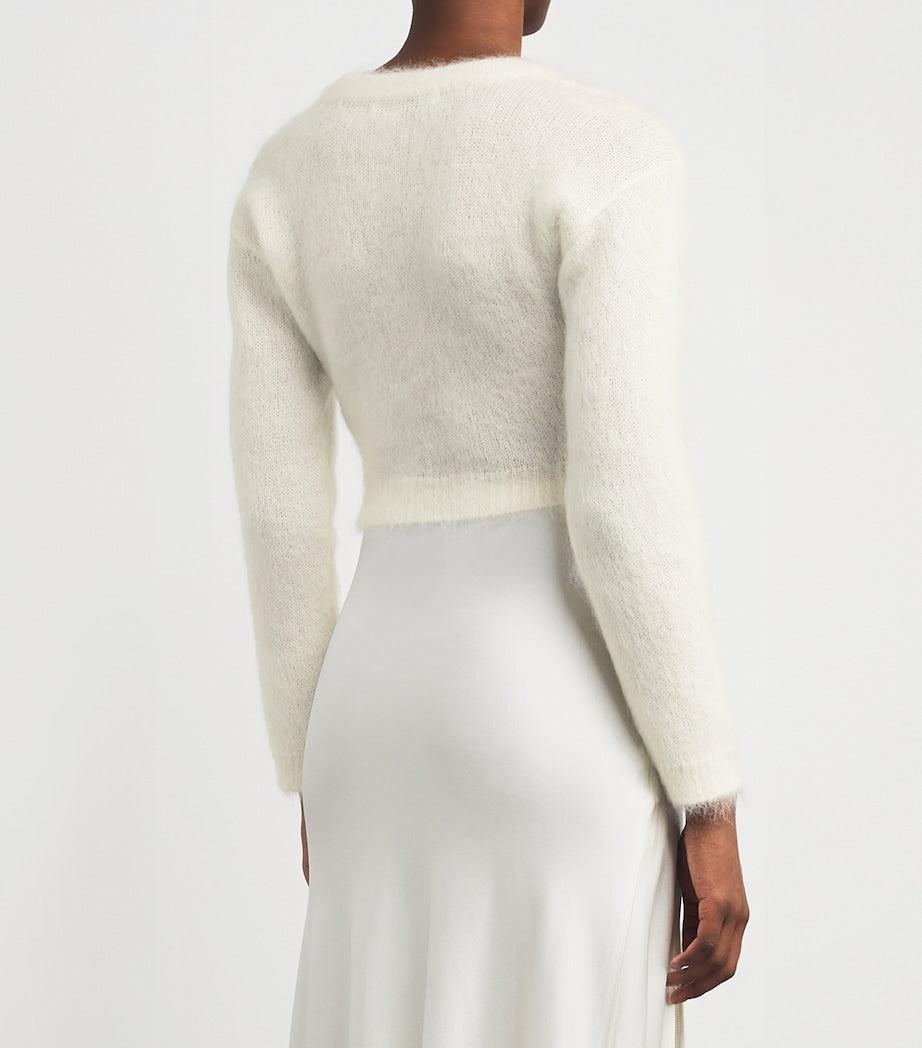 Mohair-Blend Embroidered Cardigan