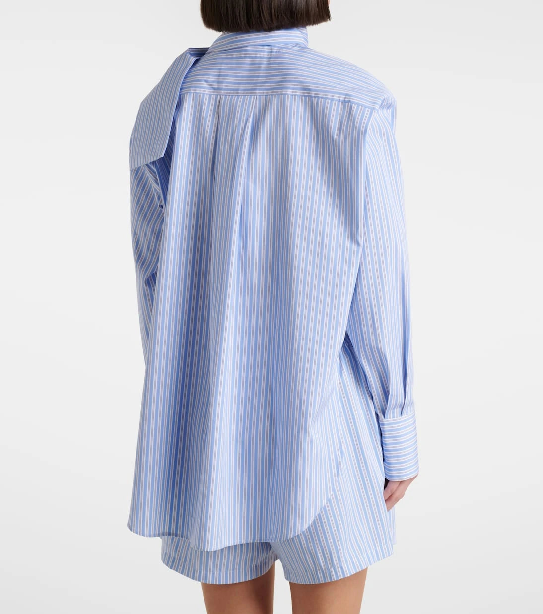 Plan C - Scarf-detail striped cotton shirt