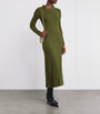 Paco Rabanne Green Wool-Blend Embellished Midi Dress