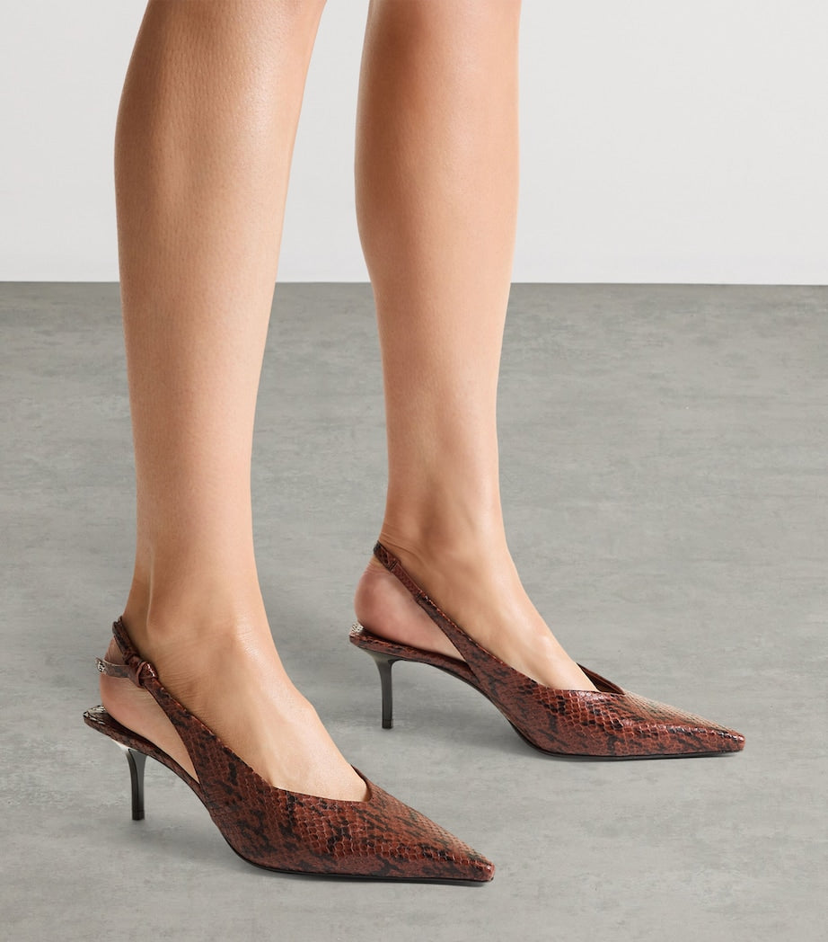 Camie 60 Leather Kigali Snake Print Slingback Pumps