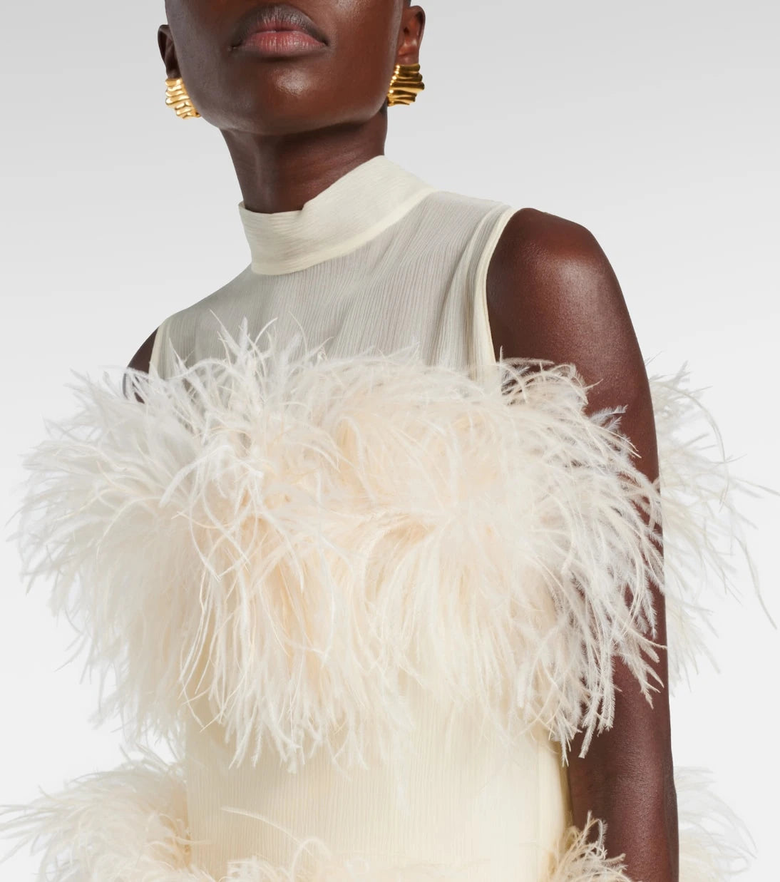 Taller Marmo - Divine feather-trimmed chiffon minidress