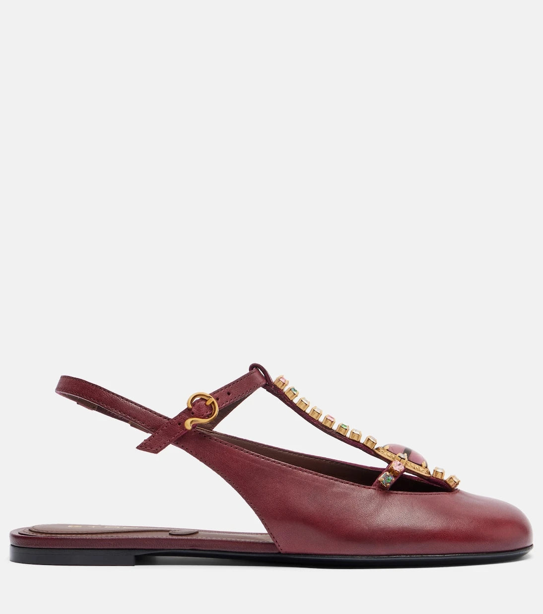 Etro - Embellished leather slingback flats