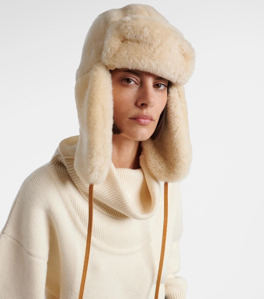 Jacquemus - Chapka leather-trimmed shearling hat