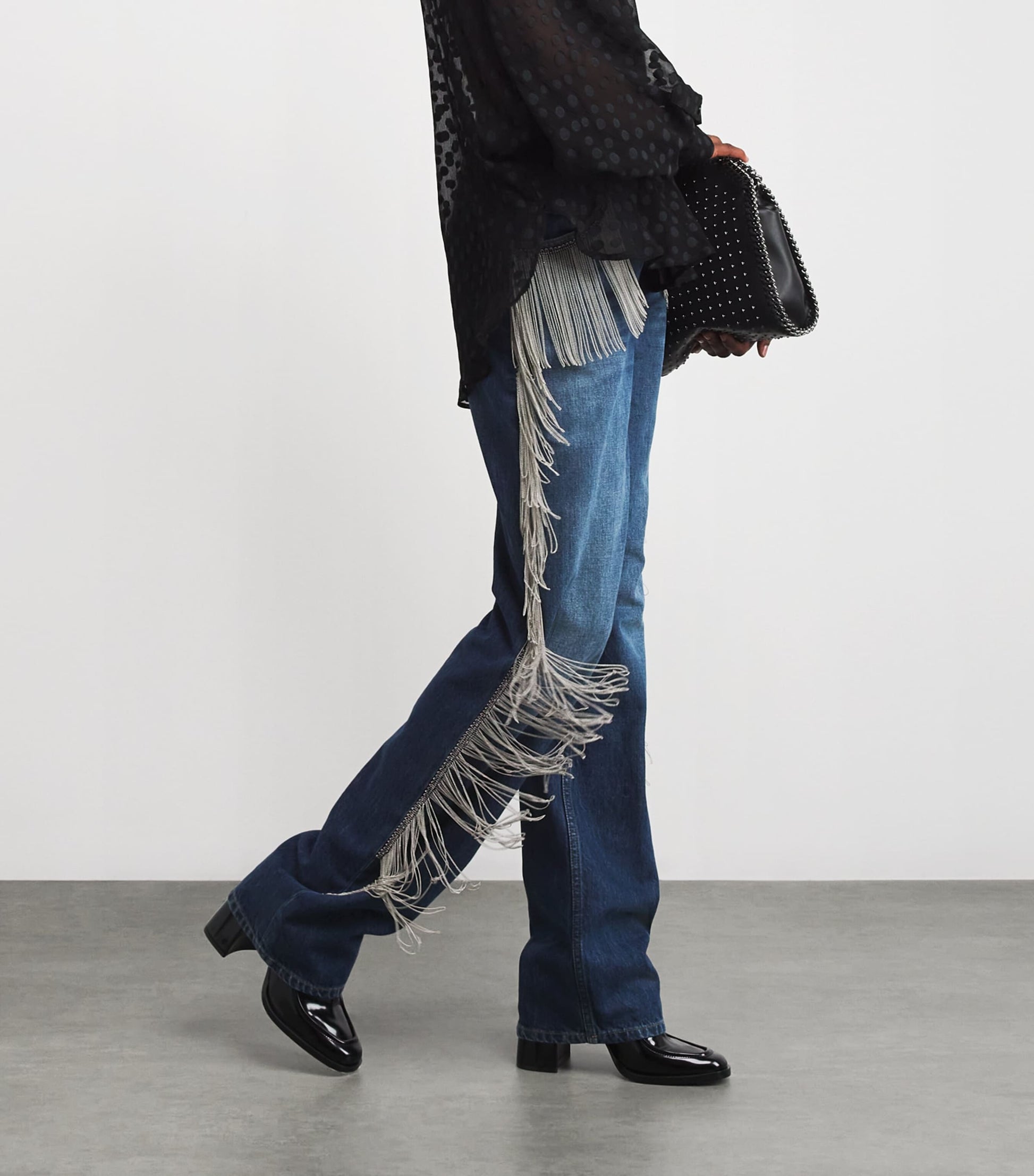 Stella McCartney Blue Chain Tassel Straight-Leg Jeans