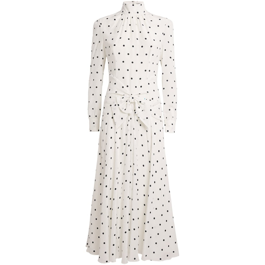 Silk High-Neck Midi Dress