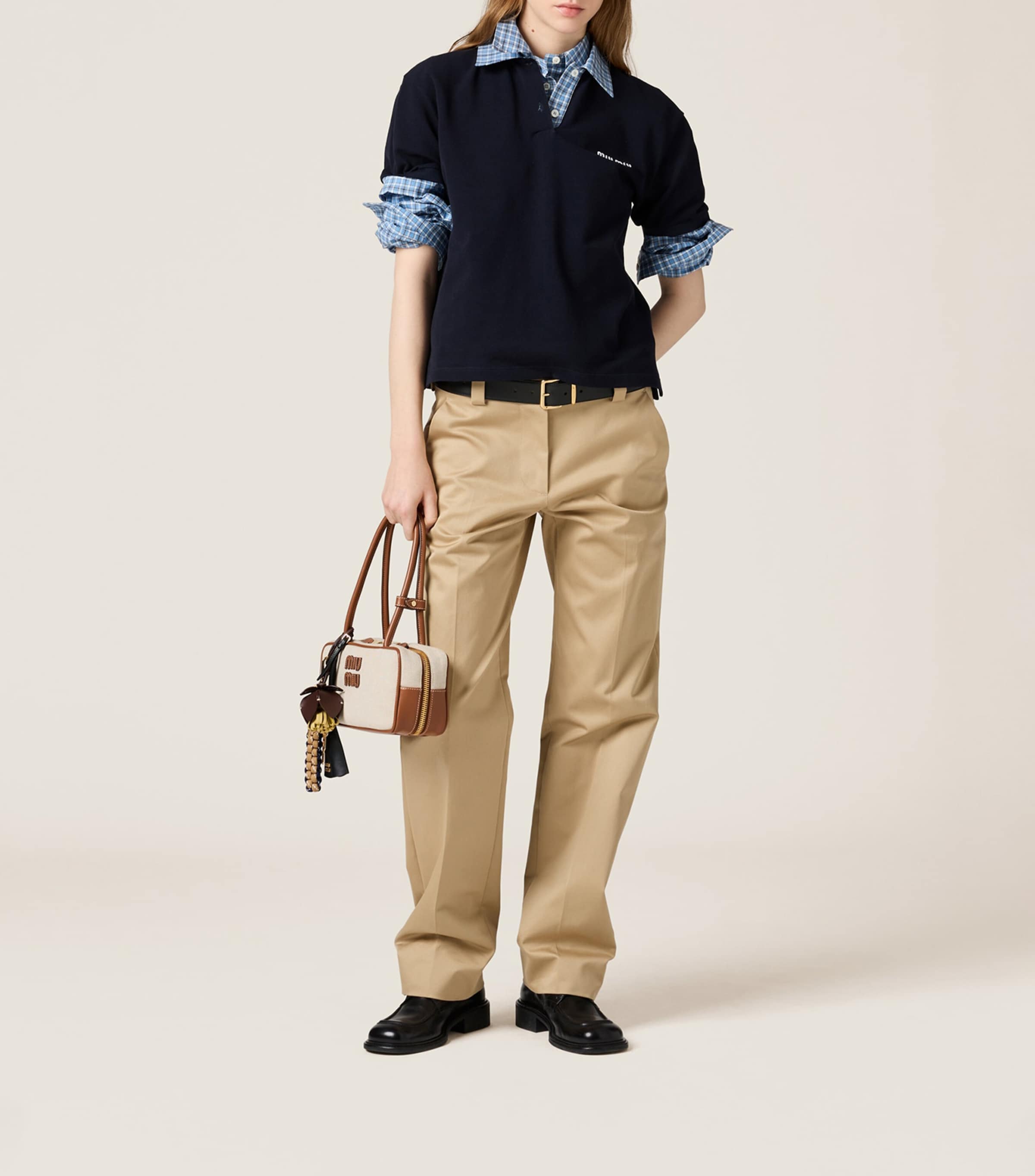 Neutral Canvas-Leather Beau Top-Handle Bag