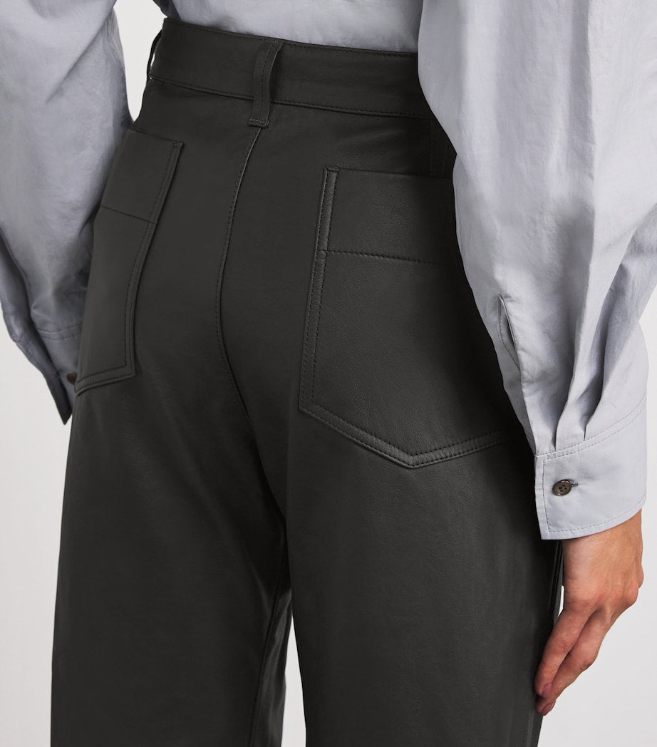 Brown Calfskin Straight Trousers