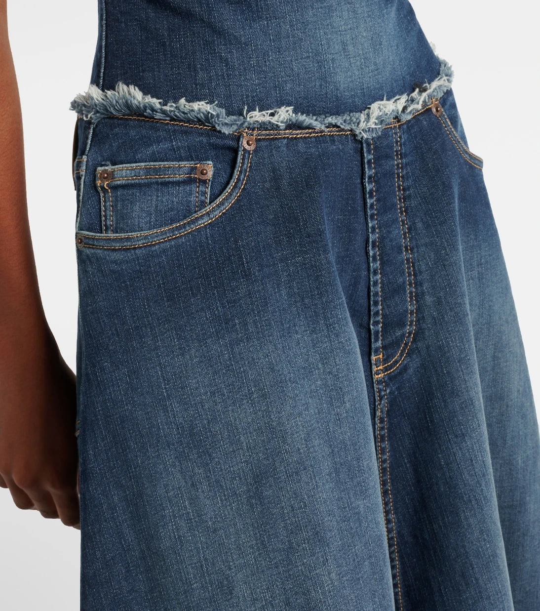 Acne Studios - Duffena distressed denim midi dress