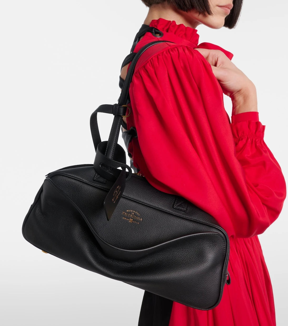 Balenciaga - Carrie Small leather bowling bag