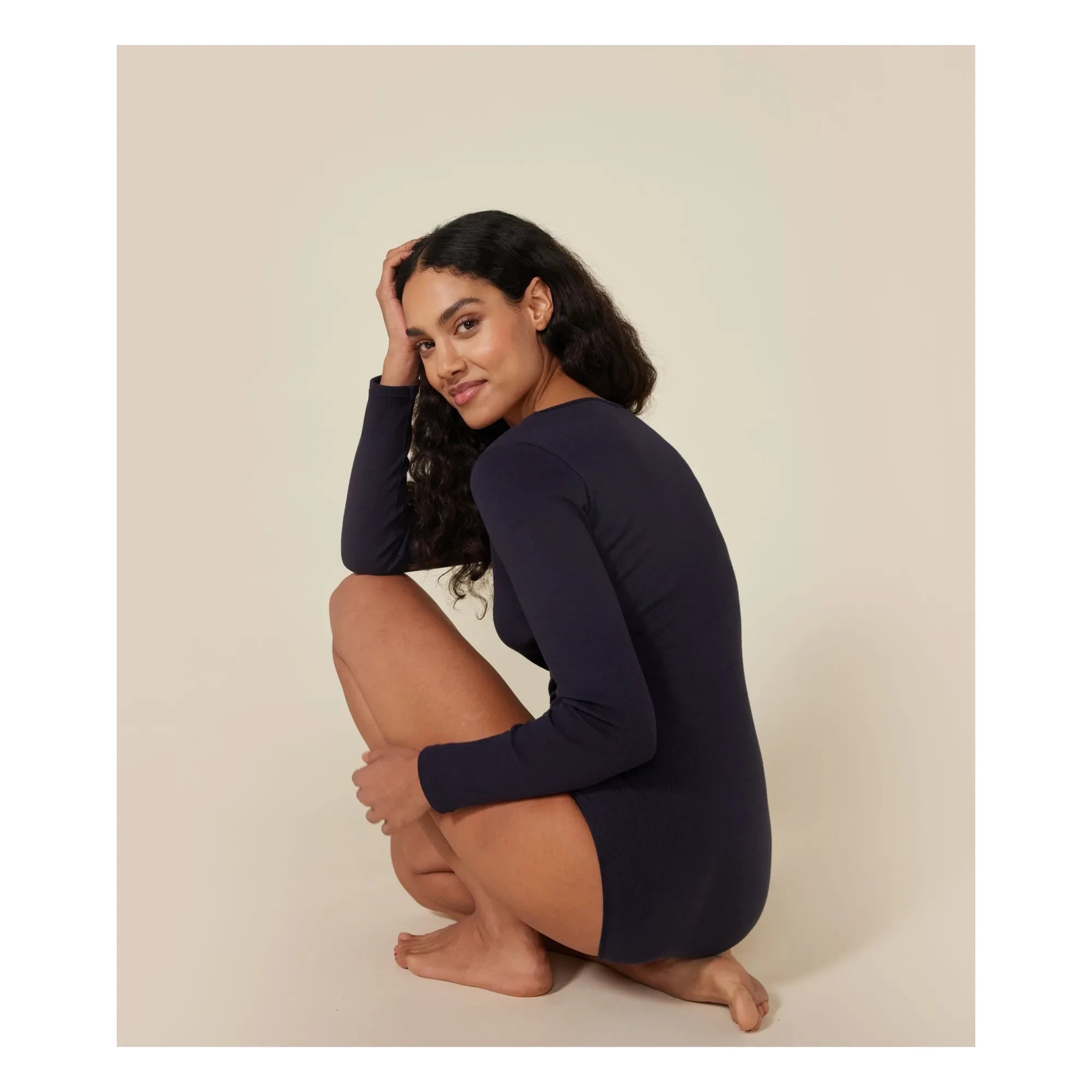 Petit Bateau - Long Sleeve Bodysuit - Women's Collection  | Navy blue