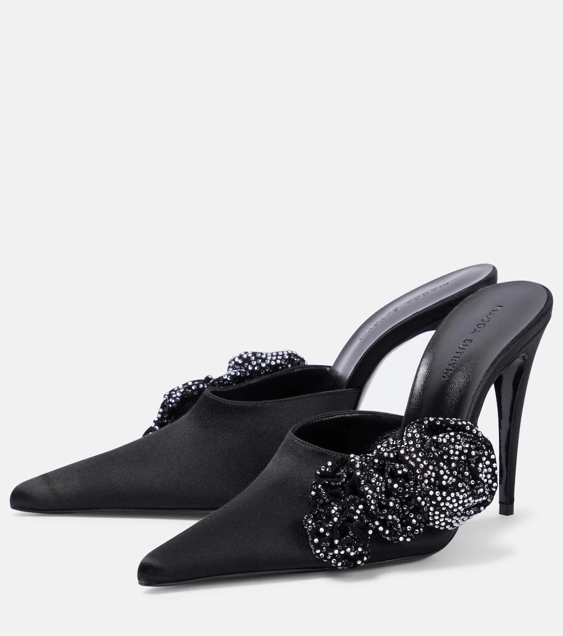 Magda Butrym - Floral-appliqué embellished satin mules