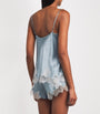 Blue Silk Lace-Trim Cami