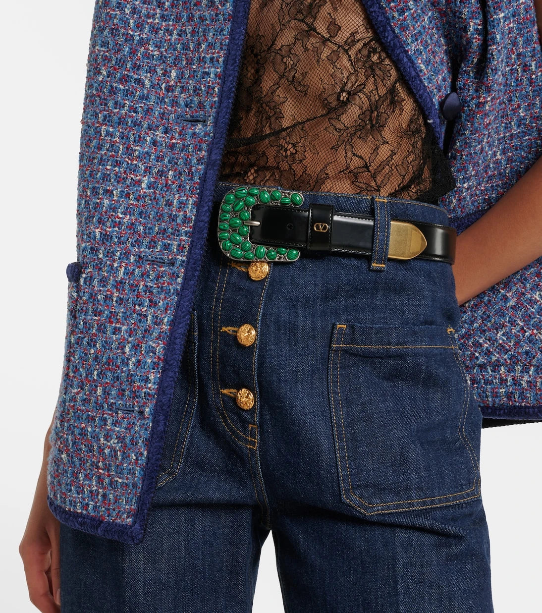 Valentino Garavani - VLogo embellished leather belt