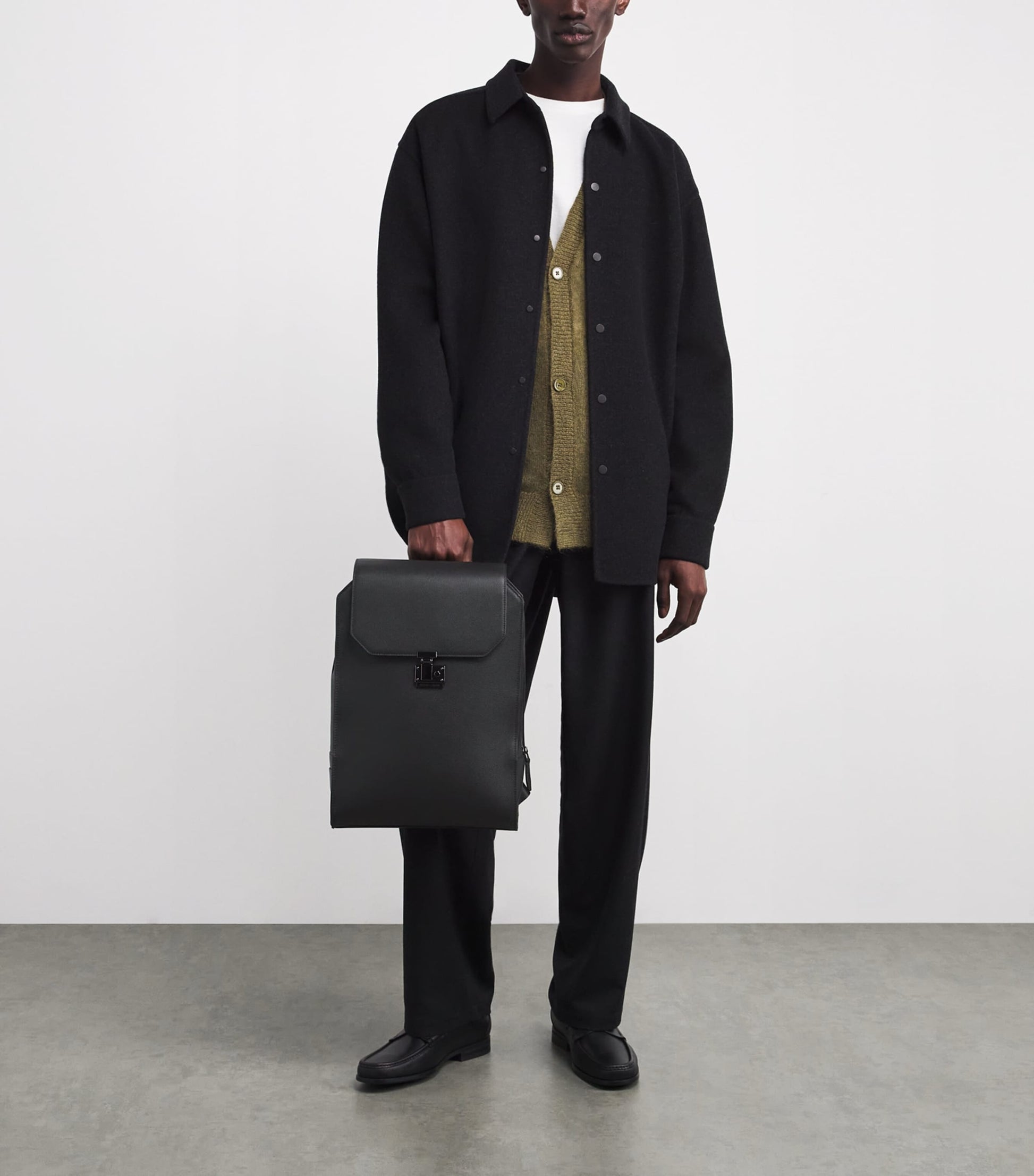 Emporio Armani Tumbled Leather Flapped Backpack