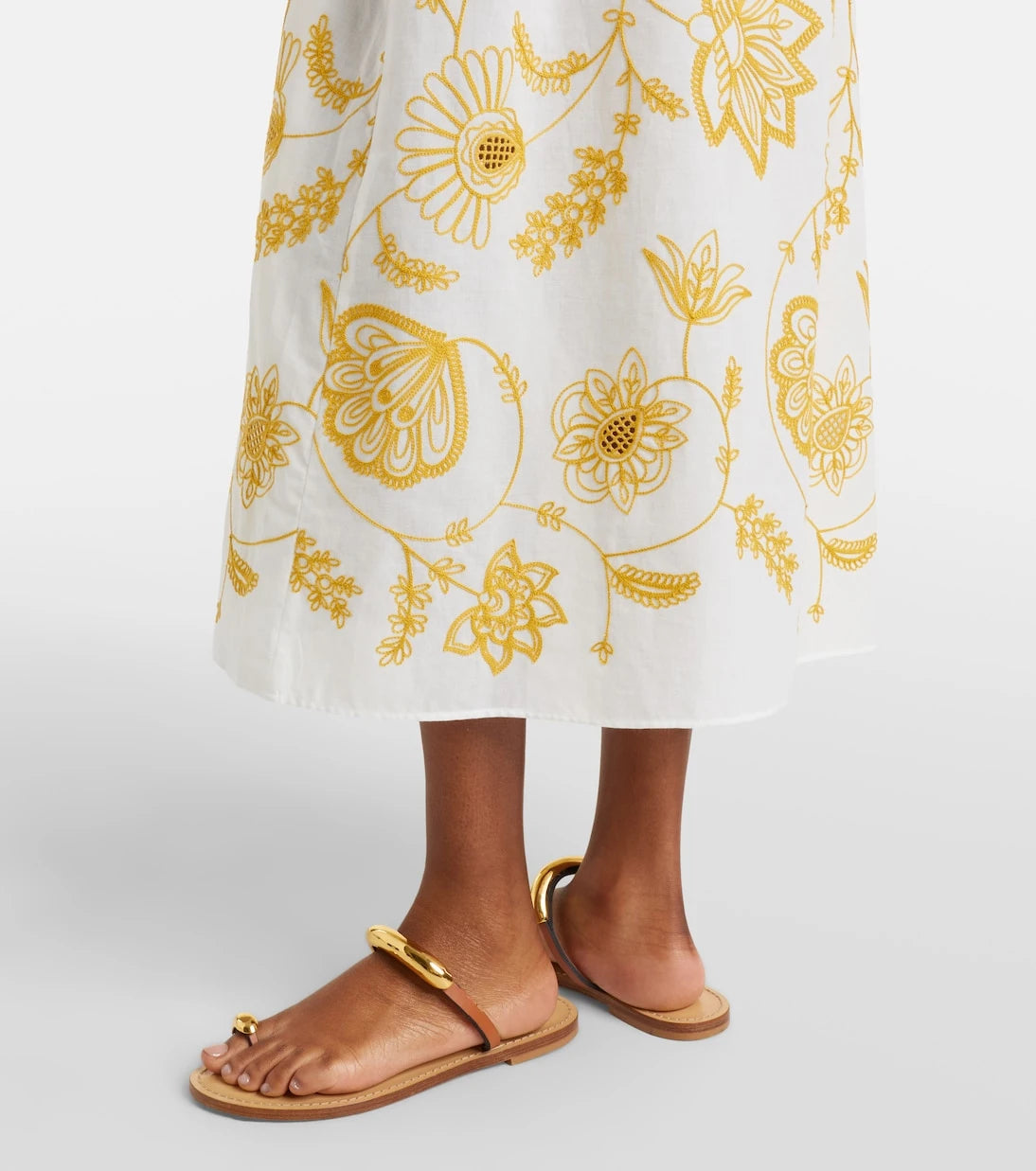 Eres - Anjana embroidered cotton-blend midi dress