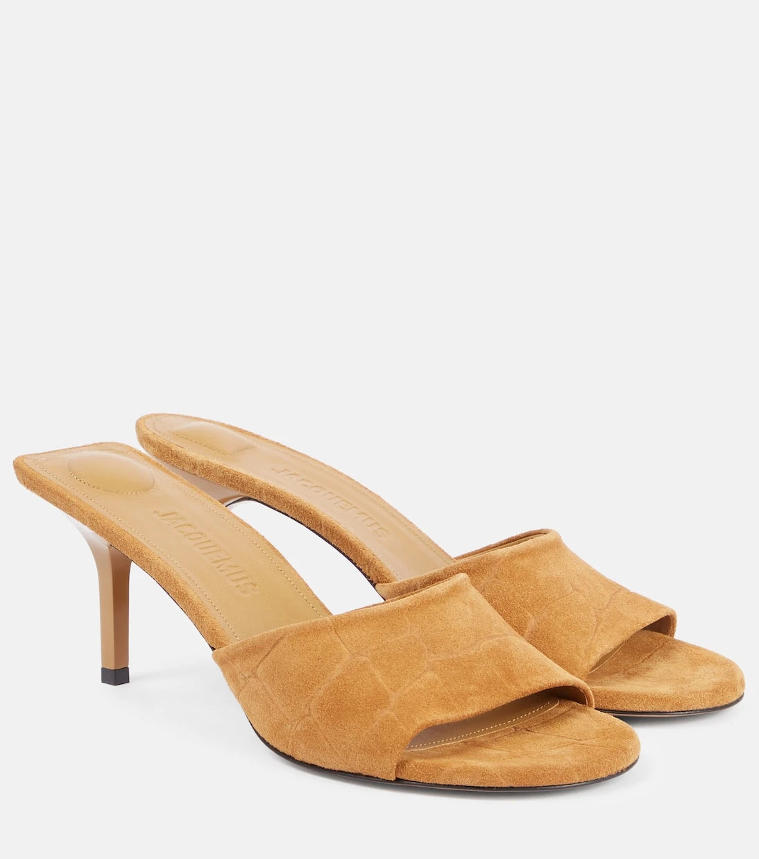 Jacquemus - Cubisto 70 croc-effect suede mules