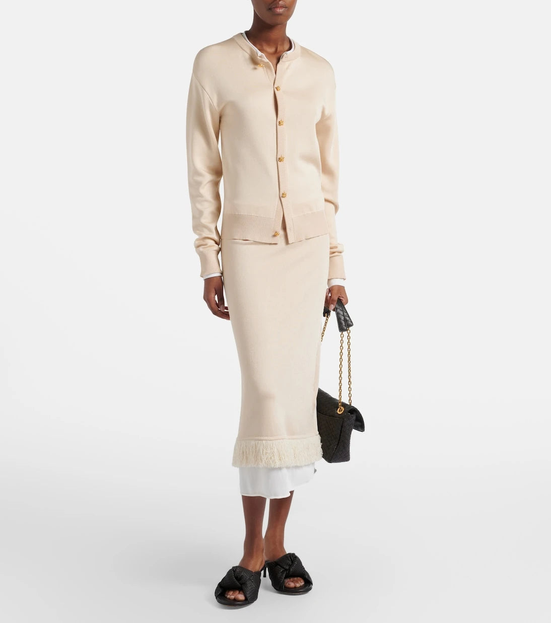 Bottega Veneta - Knitted silk midi skirt